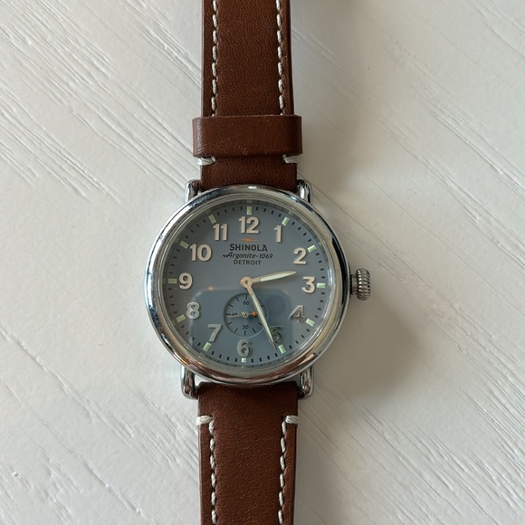 Shinola Men’s Runwell Stone Blue Dial Watch - 44mm - Picture 2 of 3